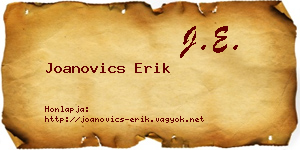 Joanovics Erik névjegykártya